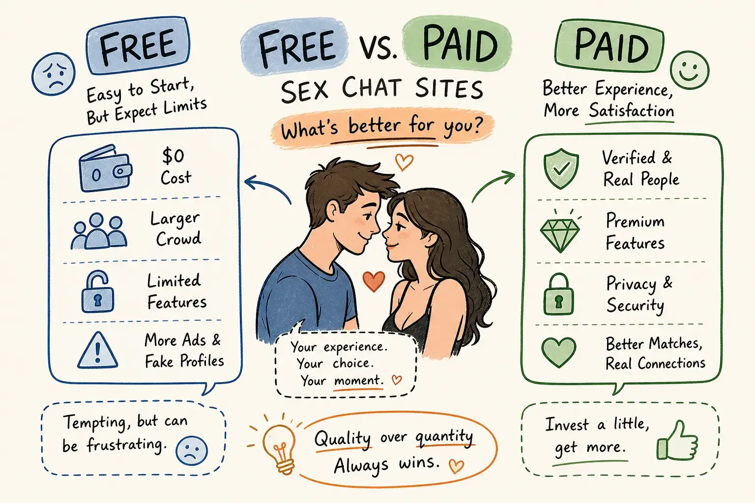 Sex chat site comparison: Free vs. paid platforms (2026)